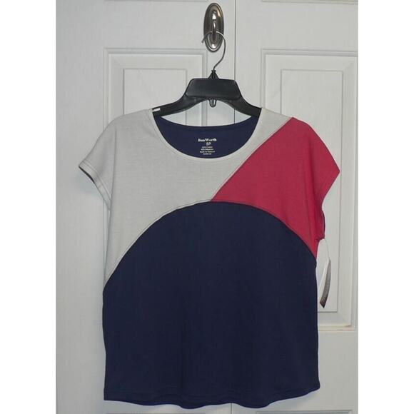 BonWorth Tops - Bonworth Women's Short Sleeve Colorblocked Pullover Top In Red/White/Blue SP $30